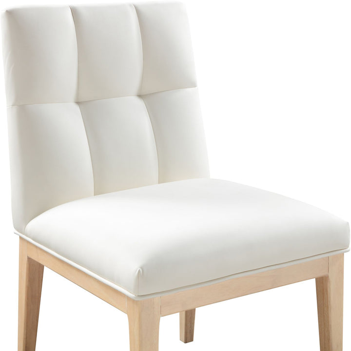 Adrian Vegan Leather Upholstered Dining Side Chair — Cream / Natural
