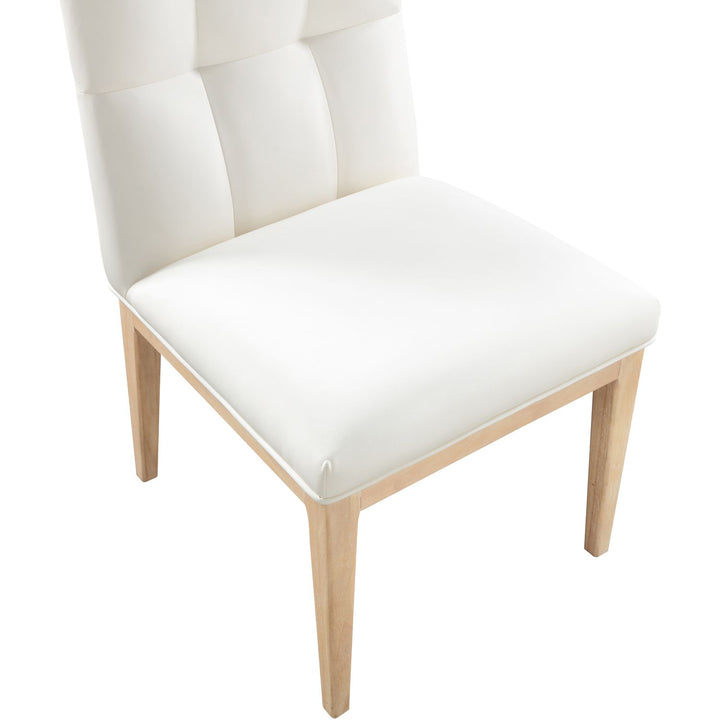 Adrian Vegan Leather Upholstered Dining Side Chair — Cream / Natural
