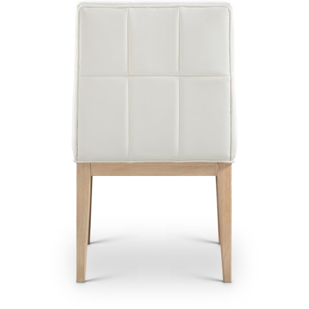 Adrian Vegan Leather Upholstered Dining Side Chair — Cream / Natural