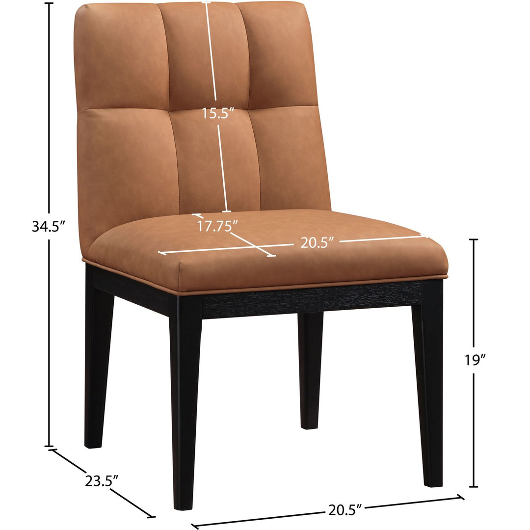 Adrian Vegan Leather Upholstered Dining Side Chair — Cognac / Black