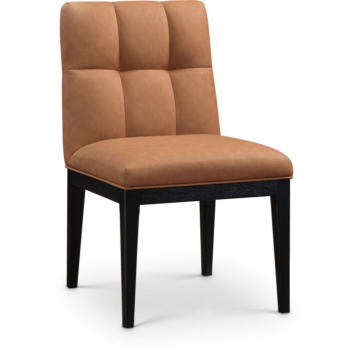 Adrian Vegan Leather Upholstered Dining Side Chair — Cognac / Black