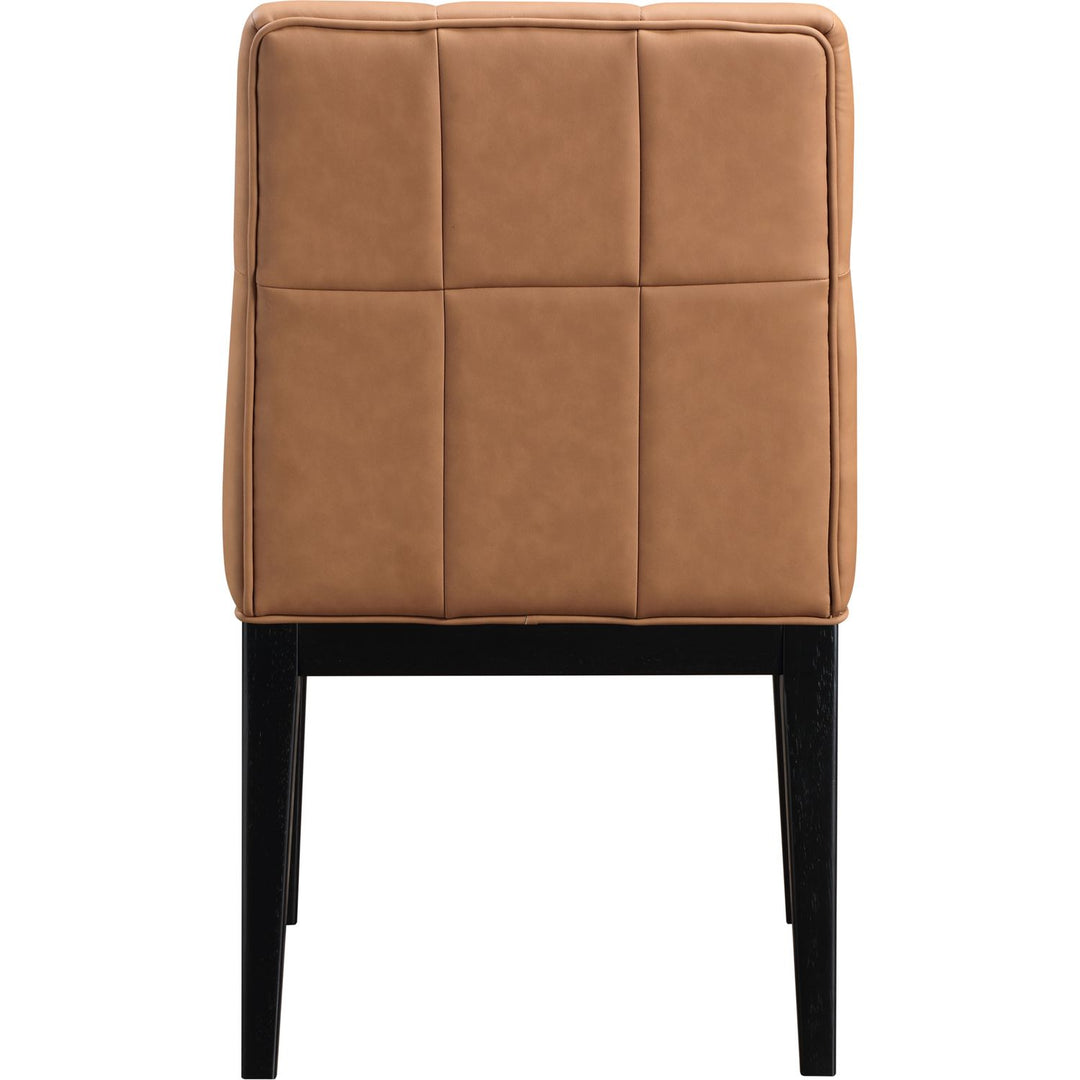 Adrian Vegan Leather Upholstered Dining Side Chair — Cognac / Black