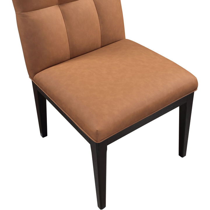 Adrian Vegan Leather Upholstered Dining Side Chair — Cognac / Black