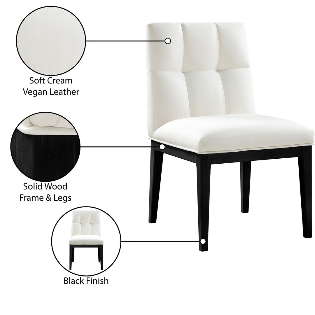 Adrian Vegan Leather Upholstered Dining Side Chair — Cream / Black