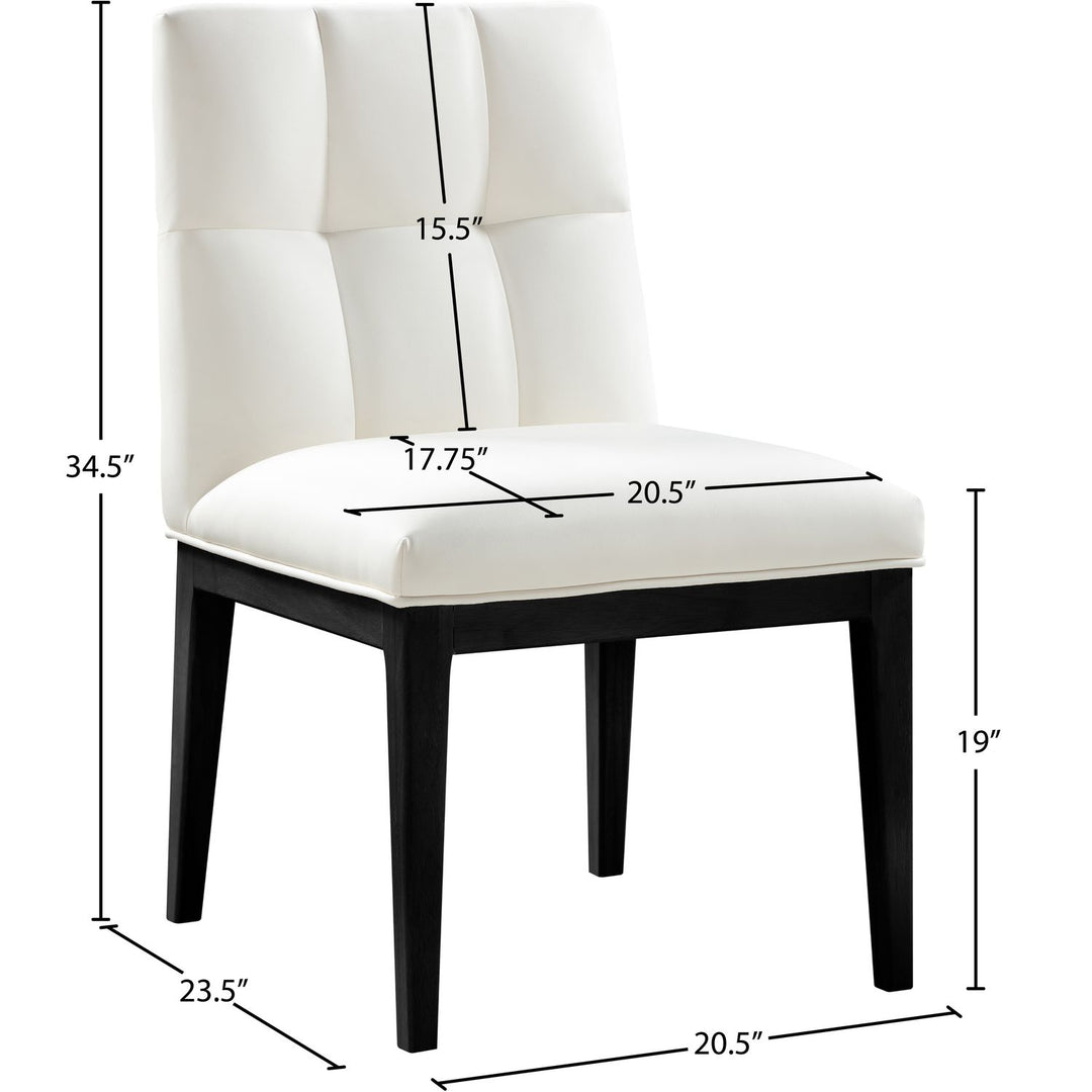 Adrian Vegan Leather Upholstered Dining Side Chair — Cream / Black