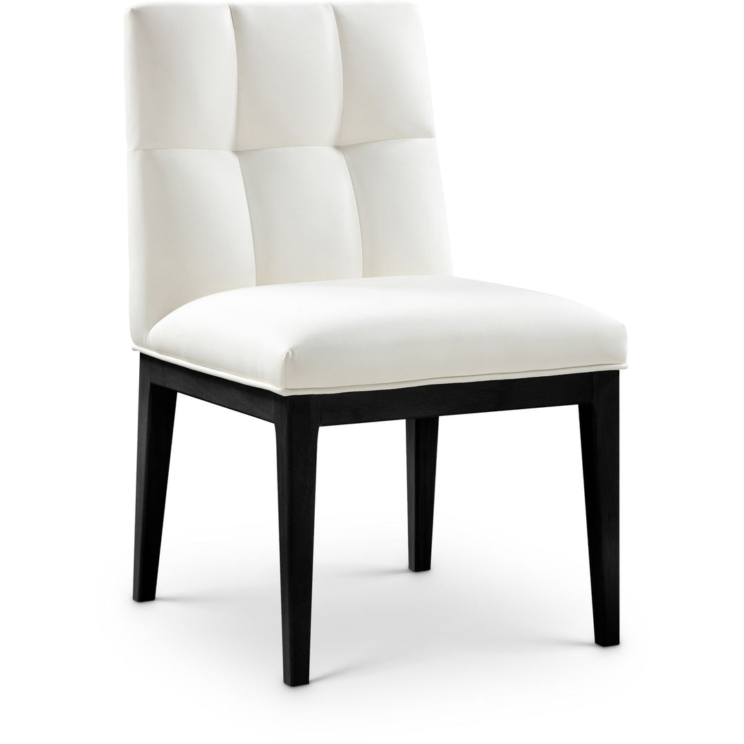 Adrian Vegan Leather Upholstered Dining Side Chair — Cream / Black