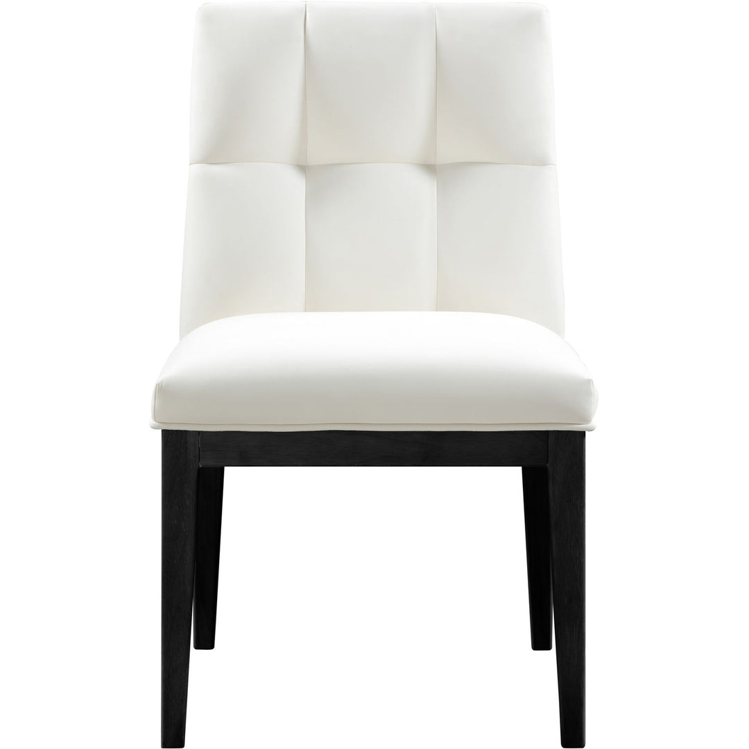 Adrian Vegan Leather Upholstered Dining Side Chair — Cream / Black