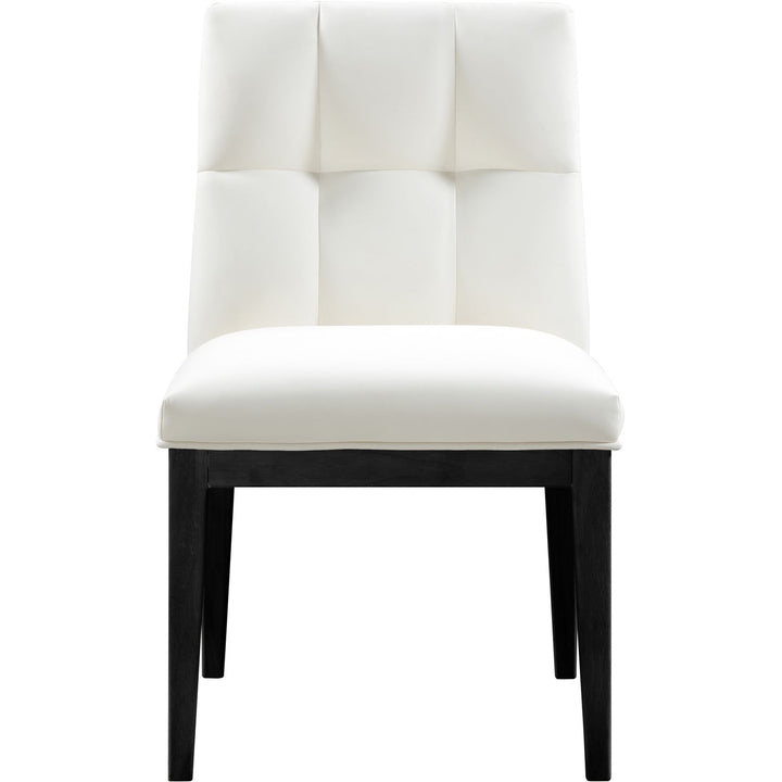 Adrian Vegan Leather Upholstered Dining Side Chair — Cream / Black