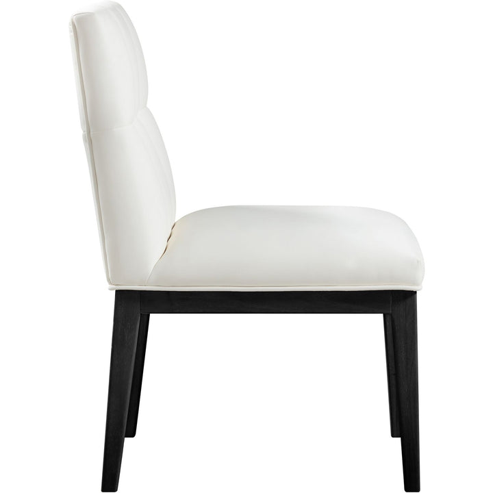 Adrian Vegan Leather Upholstered Dining Side Chair — Cream / Black