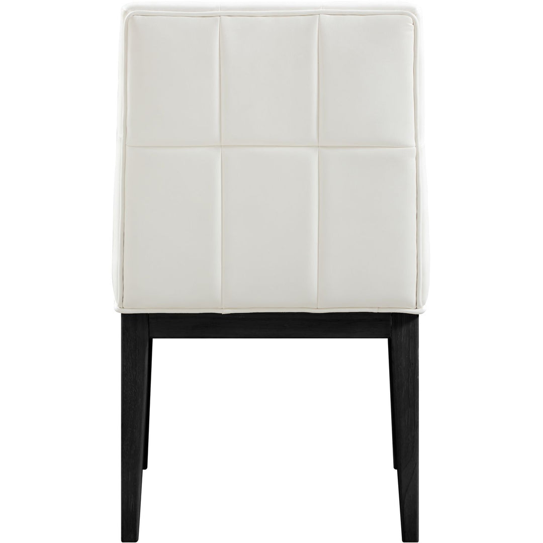 Adrian Vegan Leather Upholstered Dining Side Chair — Cream / Black