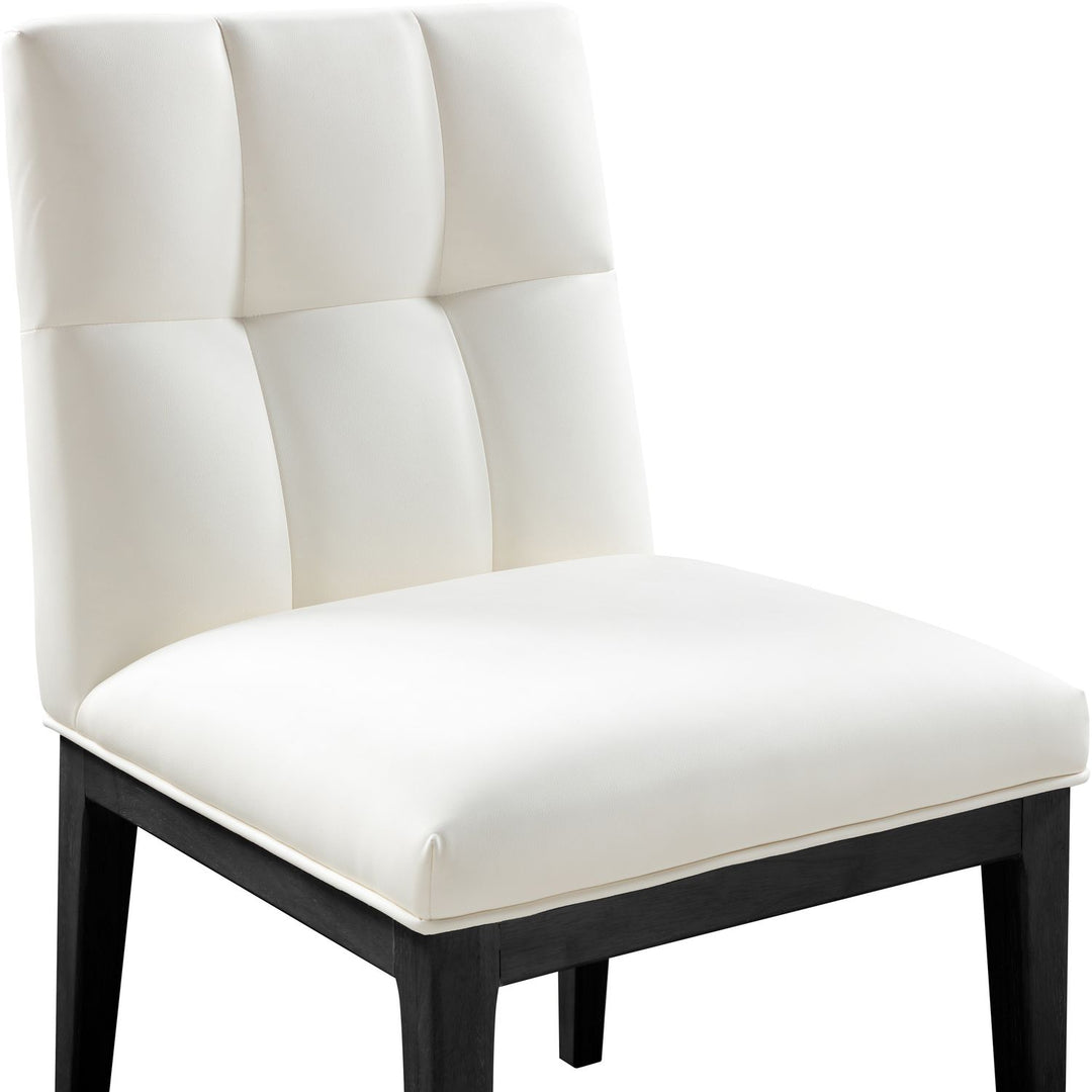 Adrian Vegan Leather Upholstered Dining Side Chair — Cream / Black