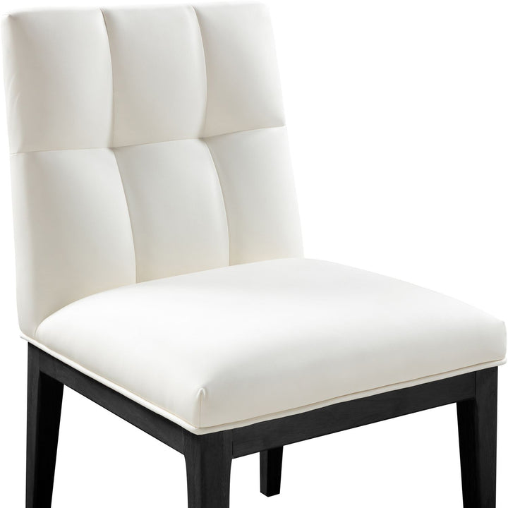 Adrian Vegan Leather Upholstered Dining Side Chair — Cream / Black