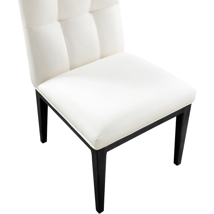 Adrian Vegan Leather Upholstered Dining Side Chair — Cream / Black