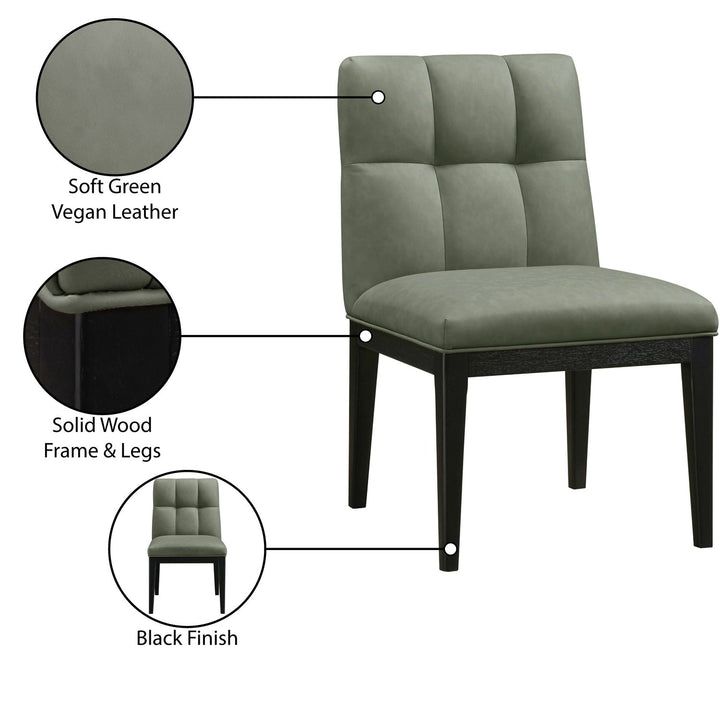 Adrian Vegan Leather Upholstered Dining Side Chair — Green / Black