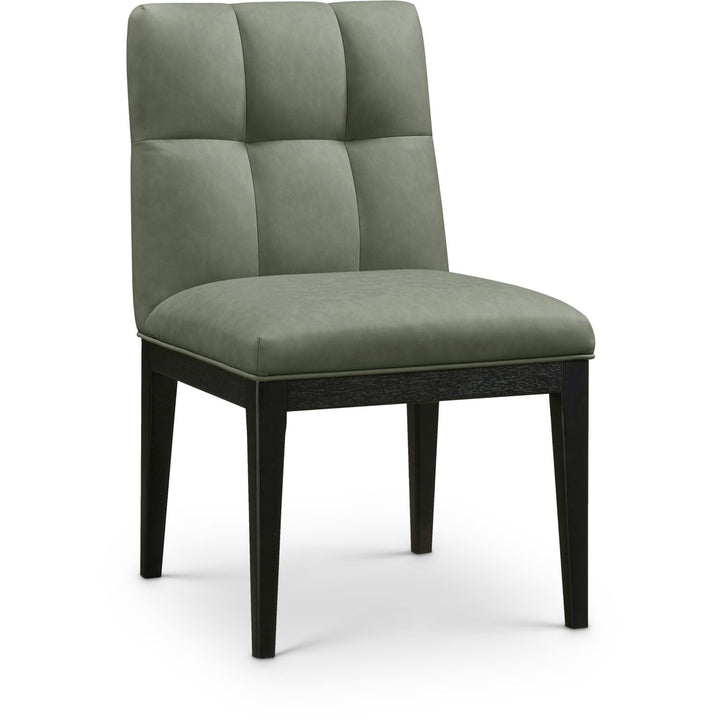 Adrian Vegan Leather Upholstered Dining Side Chair — Green / Black
