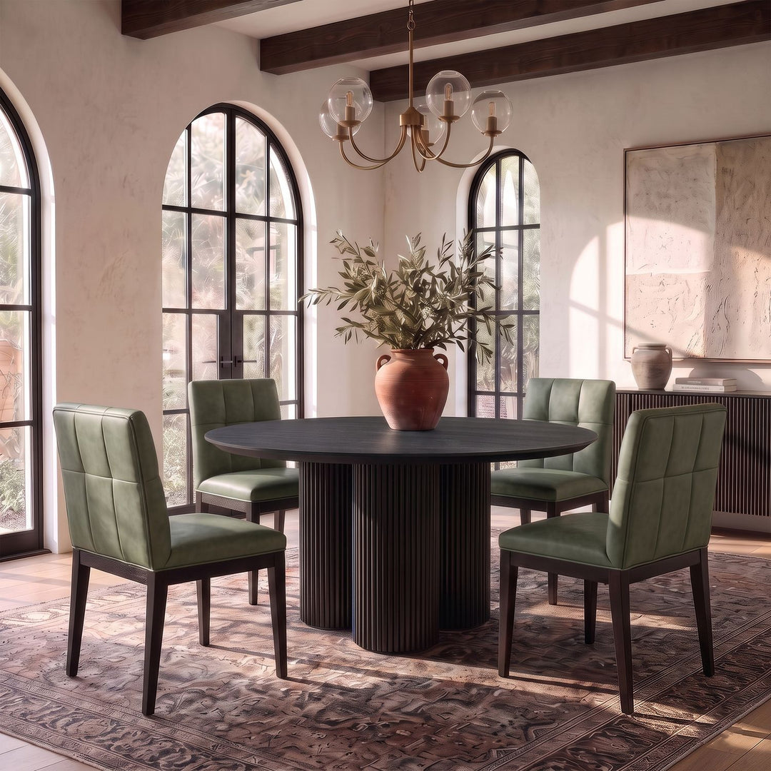 Adrian Vegan Leather Upholstered Dining Side Chair — Green / Black