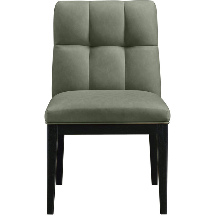 Adrian Vegan Leather Upholstered Dining Side Chair — Green / Black