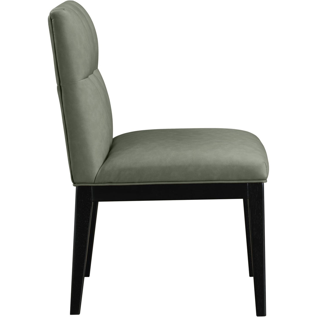 Adrian Vegan Leather Upholstered Dining Side Chair — Green / Black