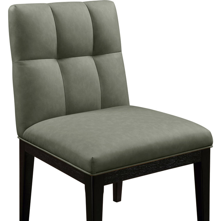 Adrian Vegan Leather Upholstered Dining Side Chair — Green / Black