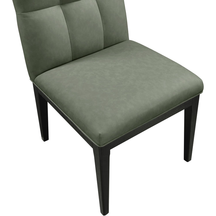Adrian Vegan Leather Upholstered Dining Side Chair — Green / Black
