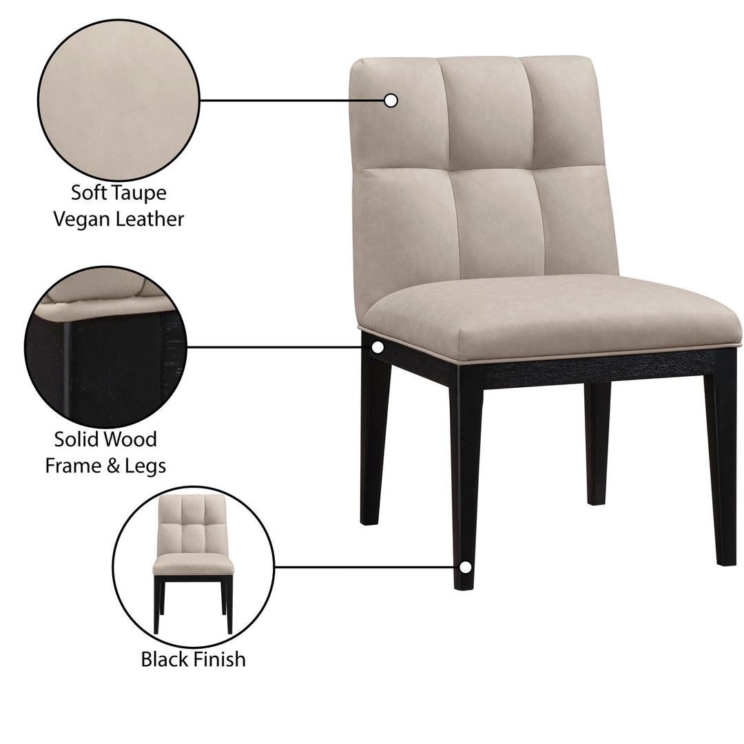 Adrian Vegan Leather Upholstered Dining Side Chair — Taupe / Black