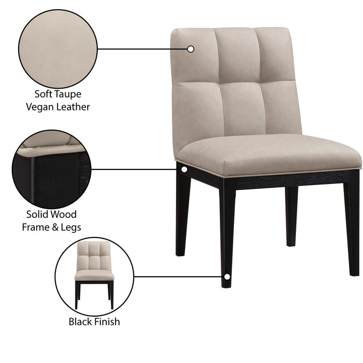 Adrian Vegan Leather Upholstered Dining Side Chair — Taupe / Black