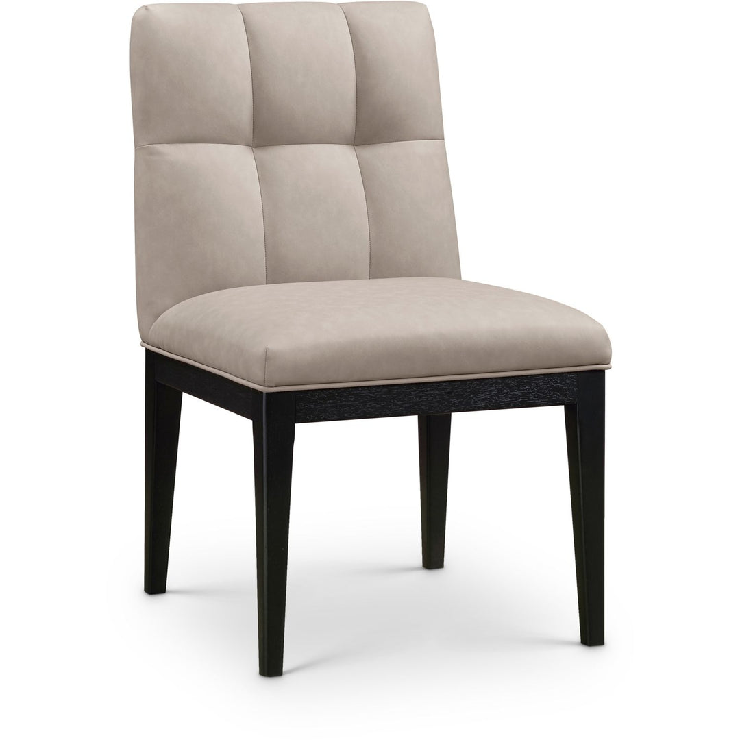 Adrian Vegan Leather Upholstered Dining Side Chair — Taupe / Black