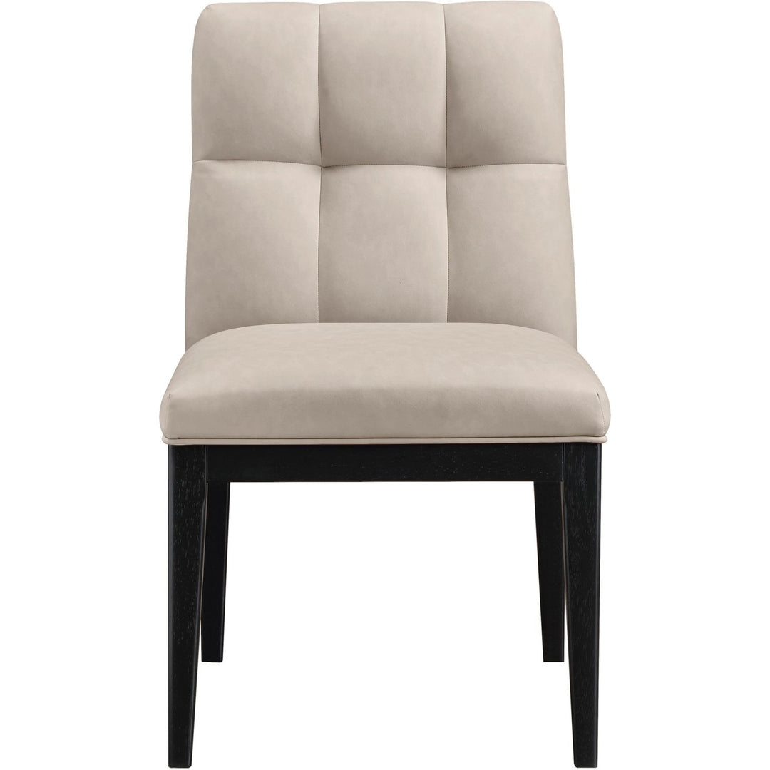Adrian Vegan Leather Upholstered Dining Side Chair — Taupe / Black