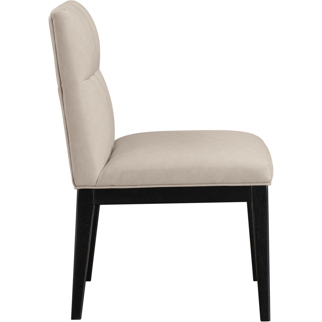 Adrian Vegan Leather Upholstered Dining Side Chair — Taupe / Black