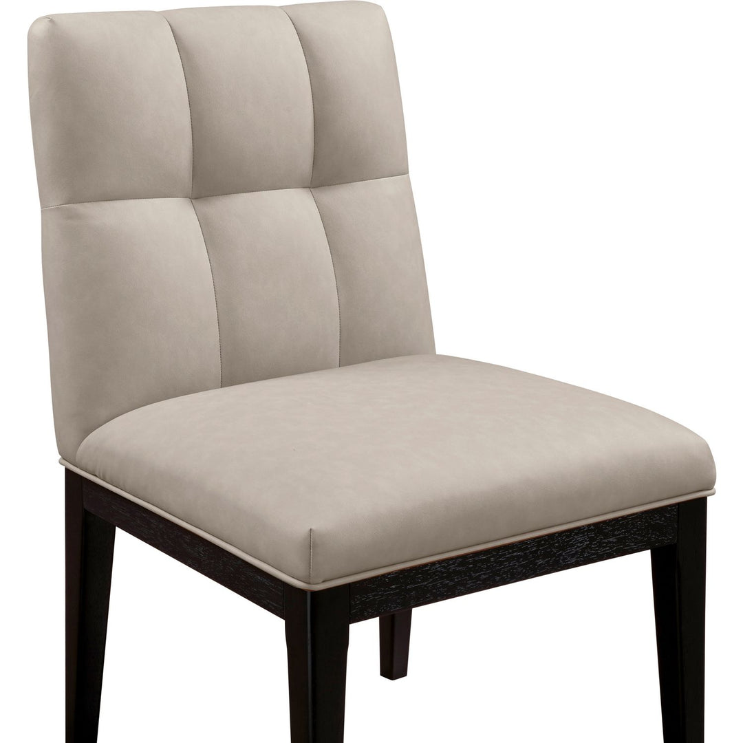 Adrian Vegan Leather Upholstered Dining Side Chair — Taupe / Black