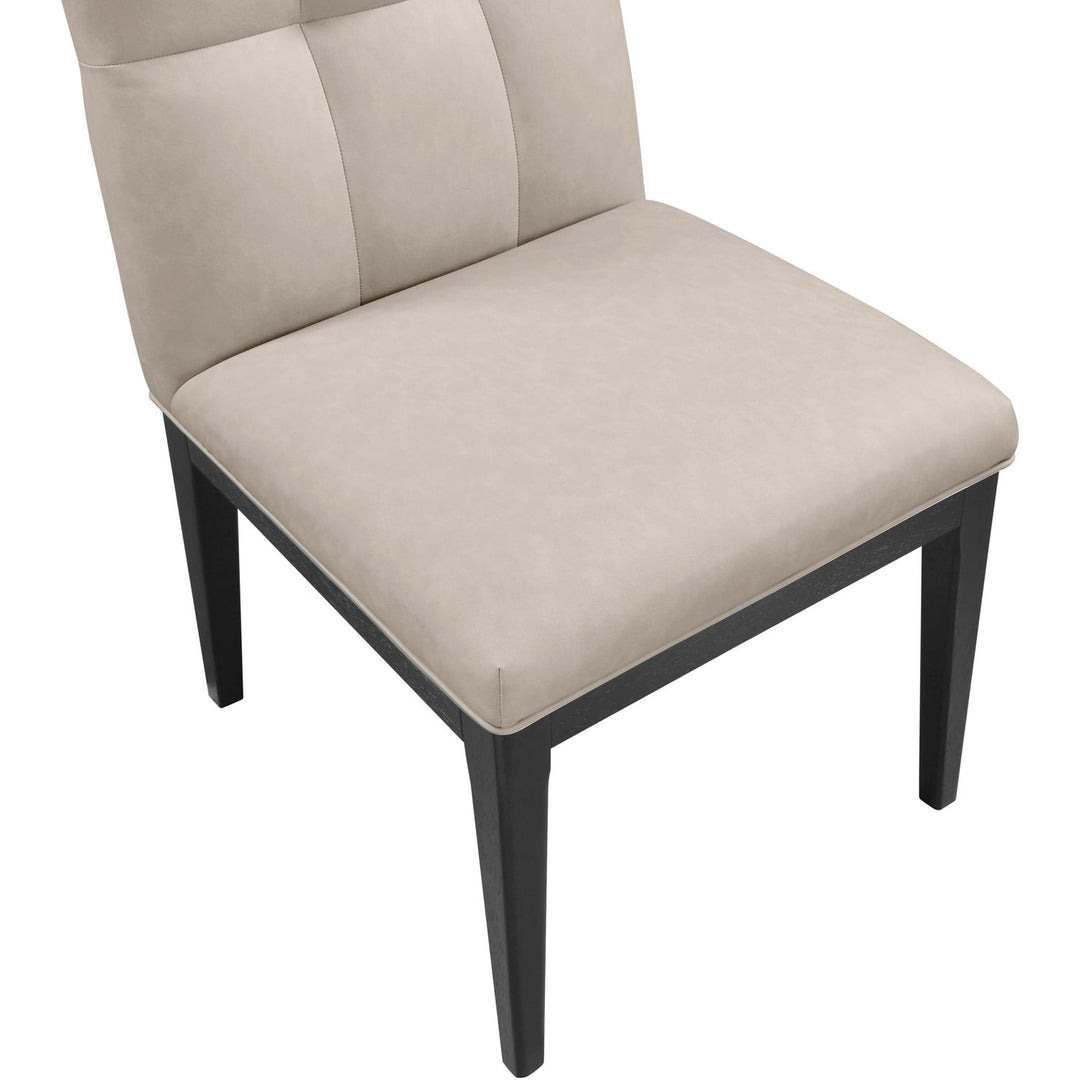 Adrian Vegan Leather Upholstered Dining Side Chair — Taupe / Black