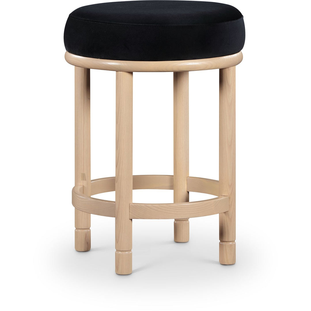 Monette Velvet Upholstered Counter Stool — Black / Natural