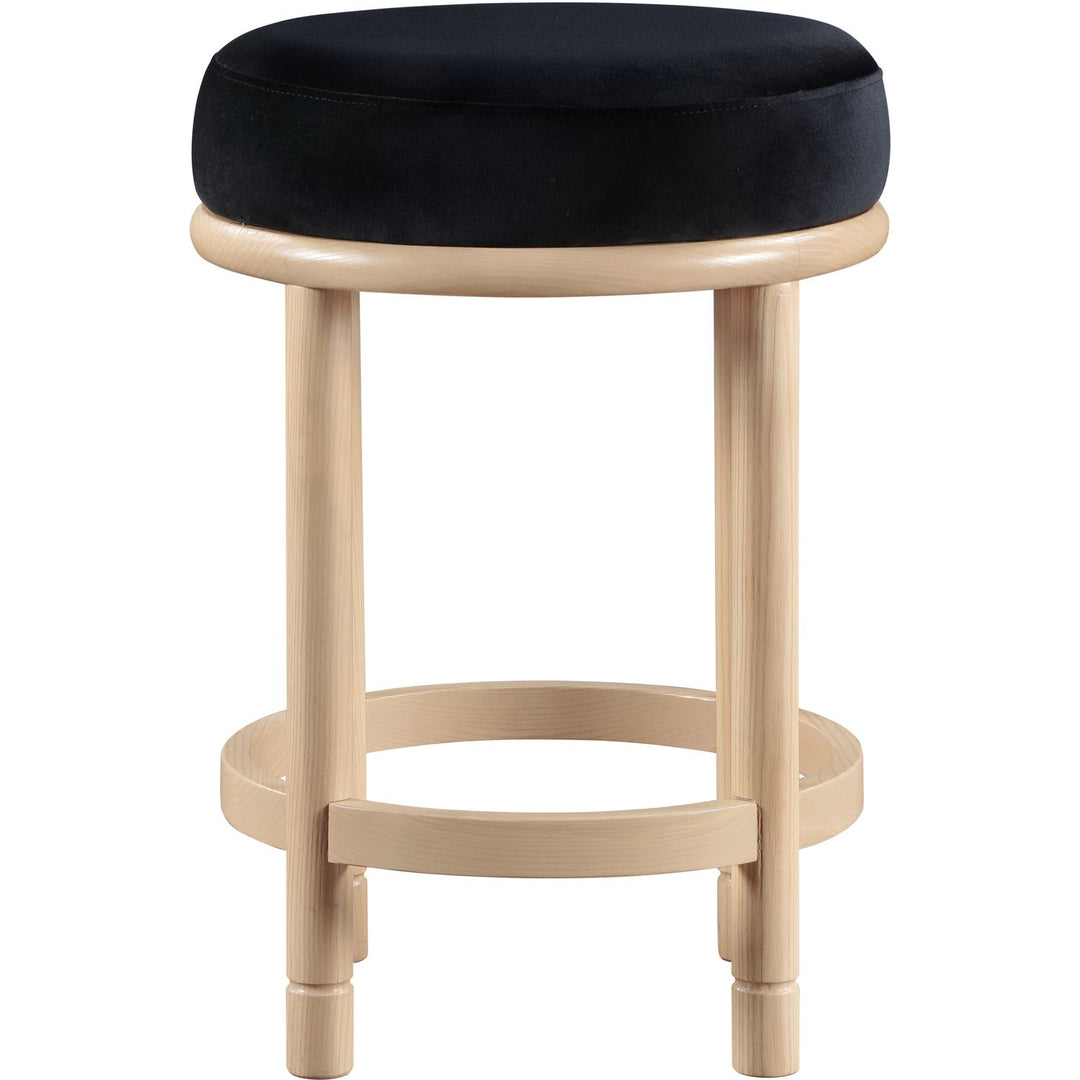 Monette Velvet Upholstered Counter Stool — Black / Natural