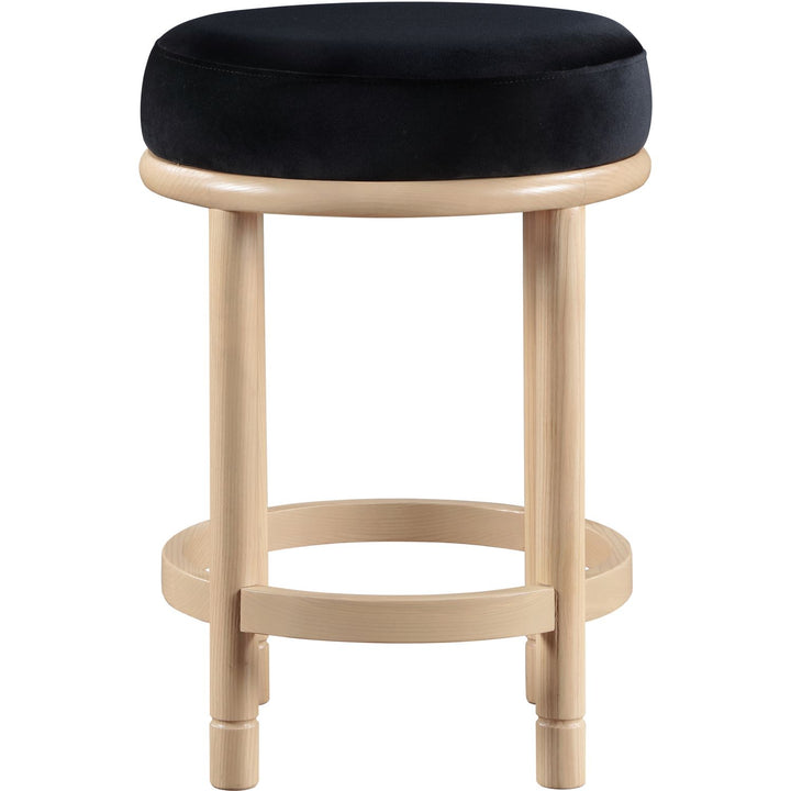 Monette Velvet Upholstered Counter Stool — Black / Natural