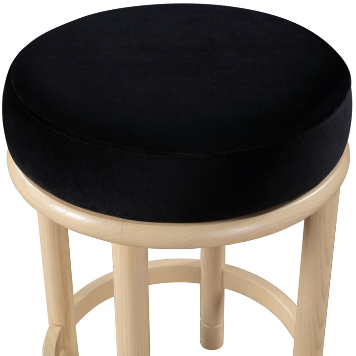 Monette Velvet Upholstered Counter Stool — Black / Natural