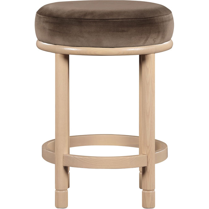 Monette Velvet Upholstered Counter Stool — Brown / Natural