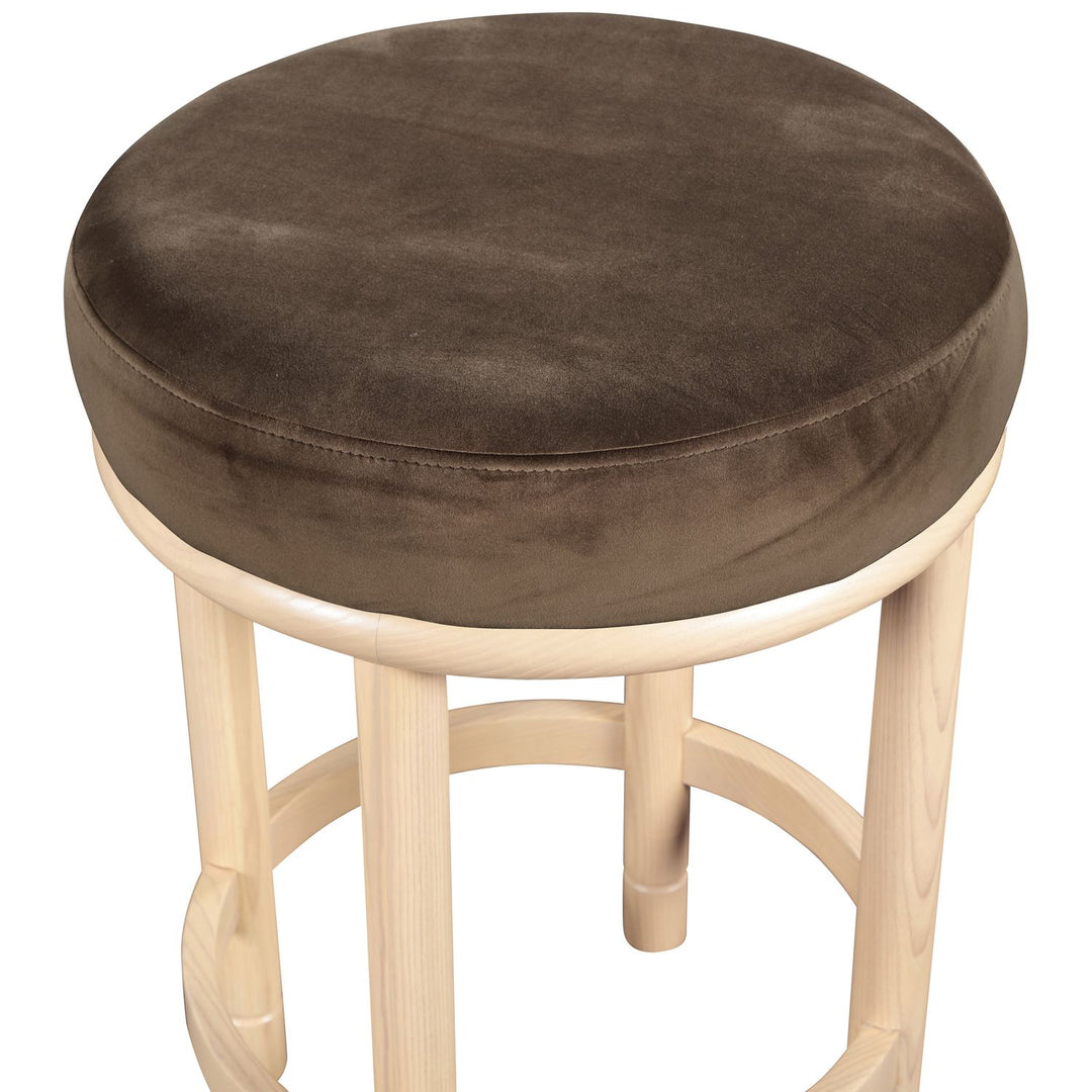 Monette Velvet Upholstered Counter Stool — Brown / Natural