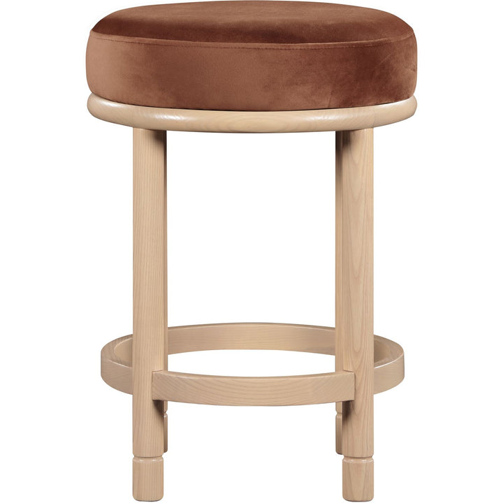 Monette Velvet Upholstered Counter Stool — Cognac / Natural