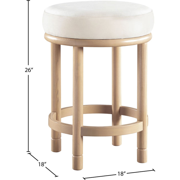 Monette Velvet Upholstered Counter Stool — Cream / Natural