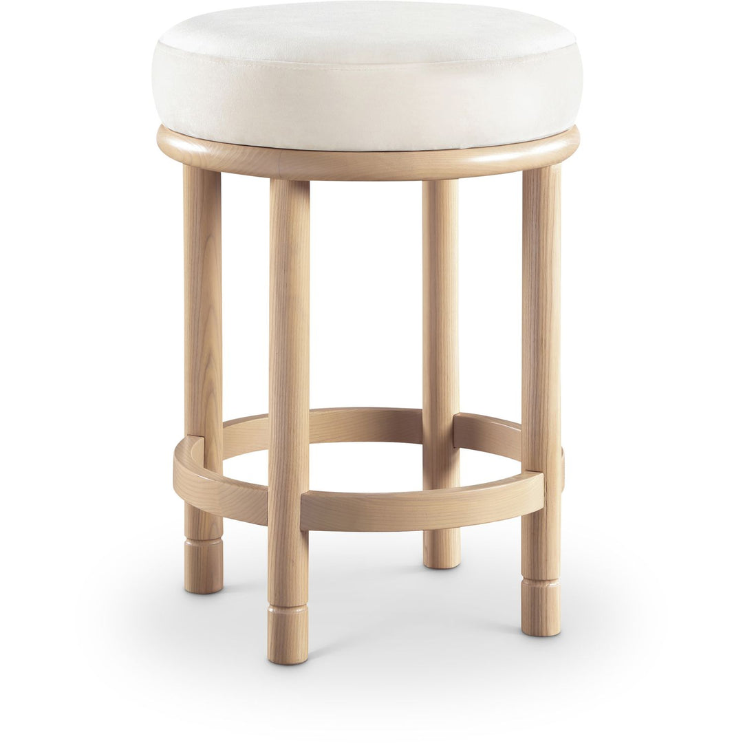 Monette Velvet Upholstered Counter Stool — Cream / Natural