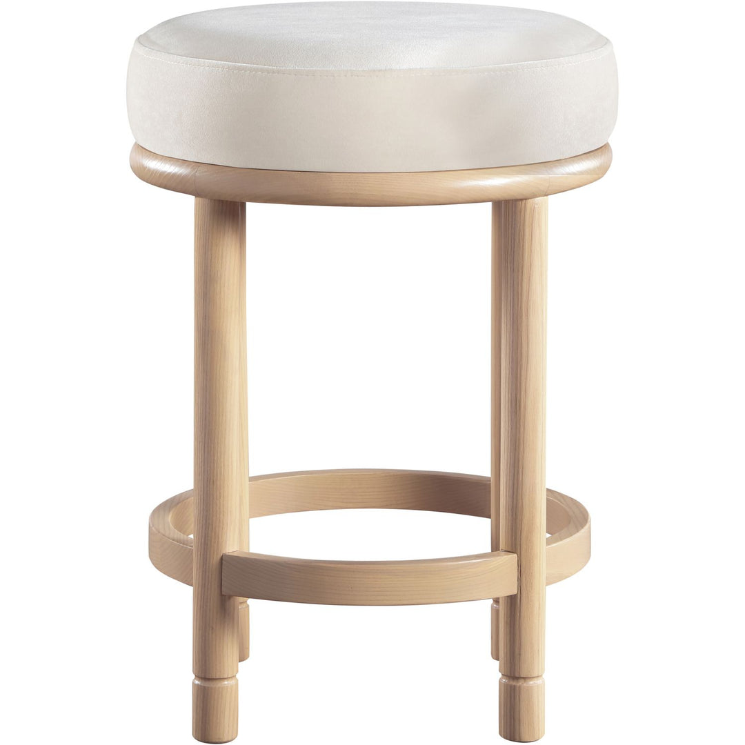 Monette Velvet Upholstered Counter Stool — Cream / Natural