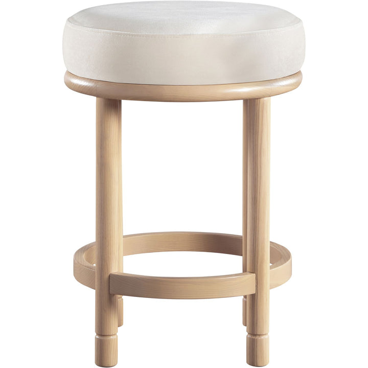 Monette Velvet Upholstered Counter Stool — Cream / Natural