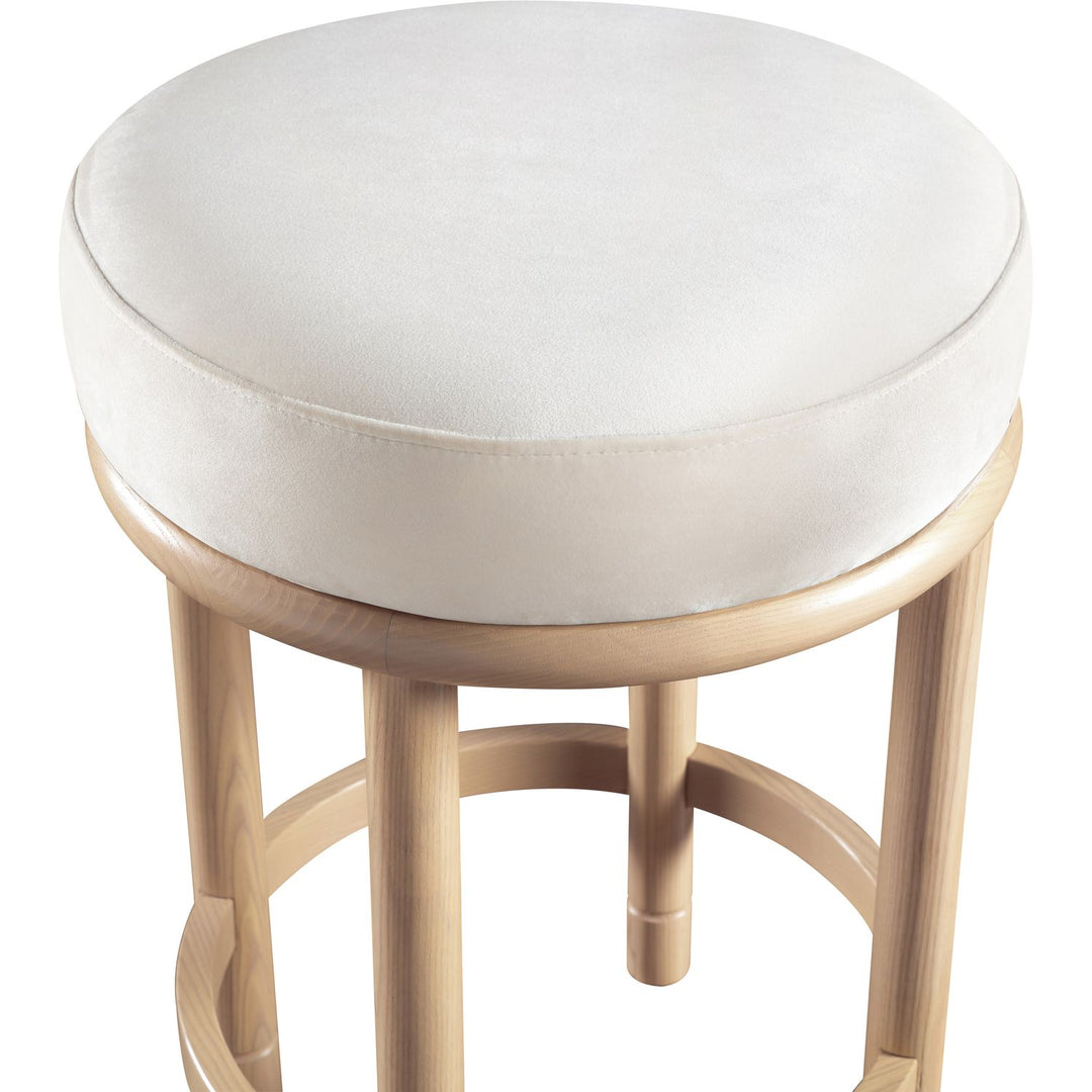 Monette Velvet Upholstered Counter Stool — Cream / Natural