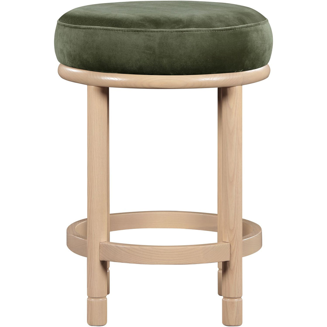 Monette Velvet Upholstered Counter Stool — Green / Natural