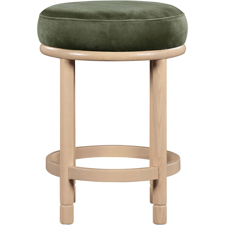 Monette Velvet Upholstered Counter Stool — Green / Natural