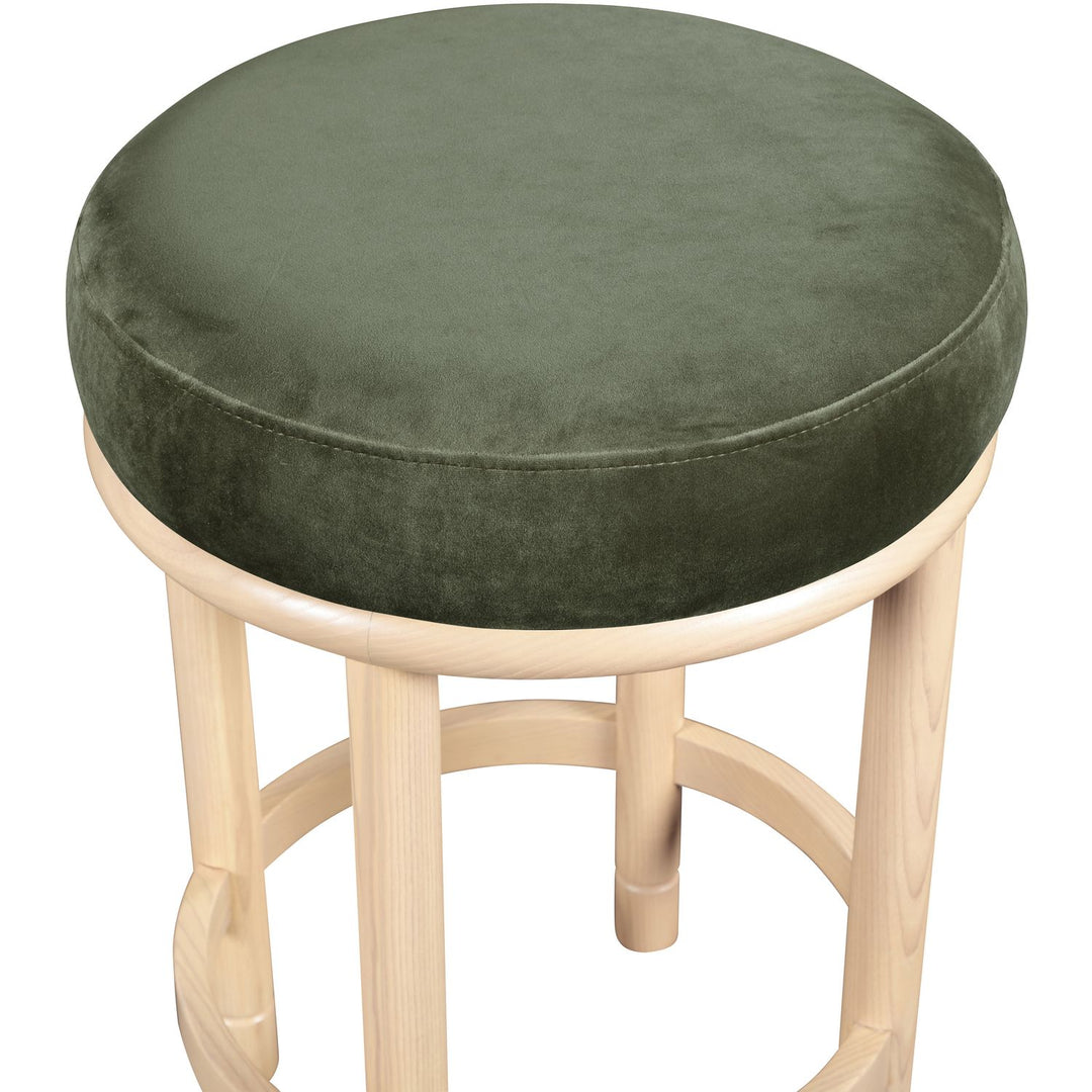 Monette Velvet Upholstered Counter Stool — Green / Natural