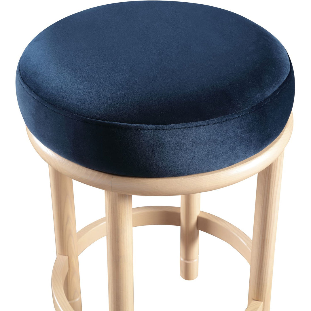 Monette Velvet Upholstered Counter Stool — Navy / Natural
