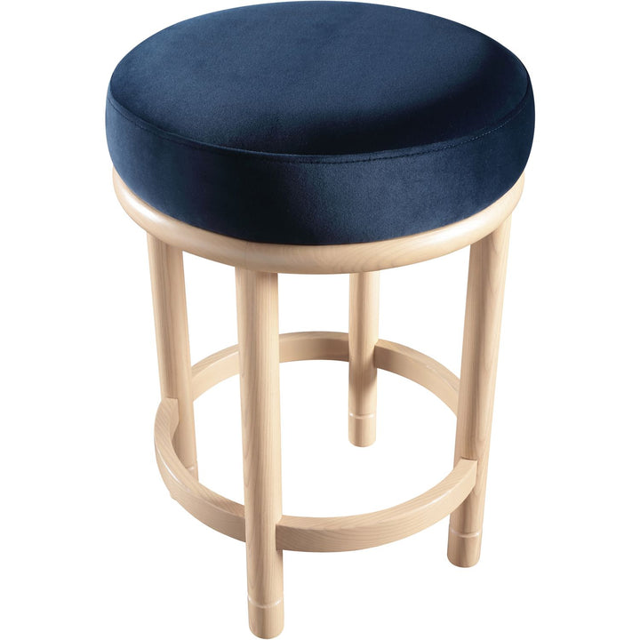 Monette Velvet Upholstered Counter Stool — Navy / Natural
