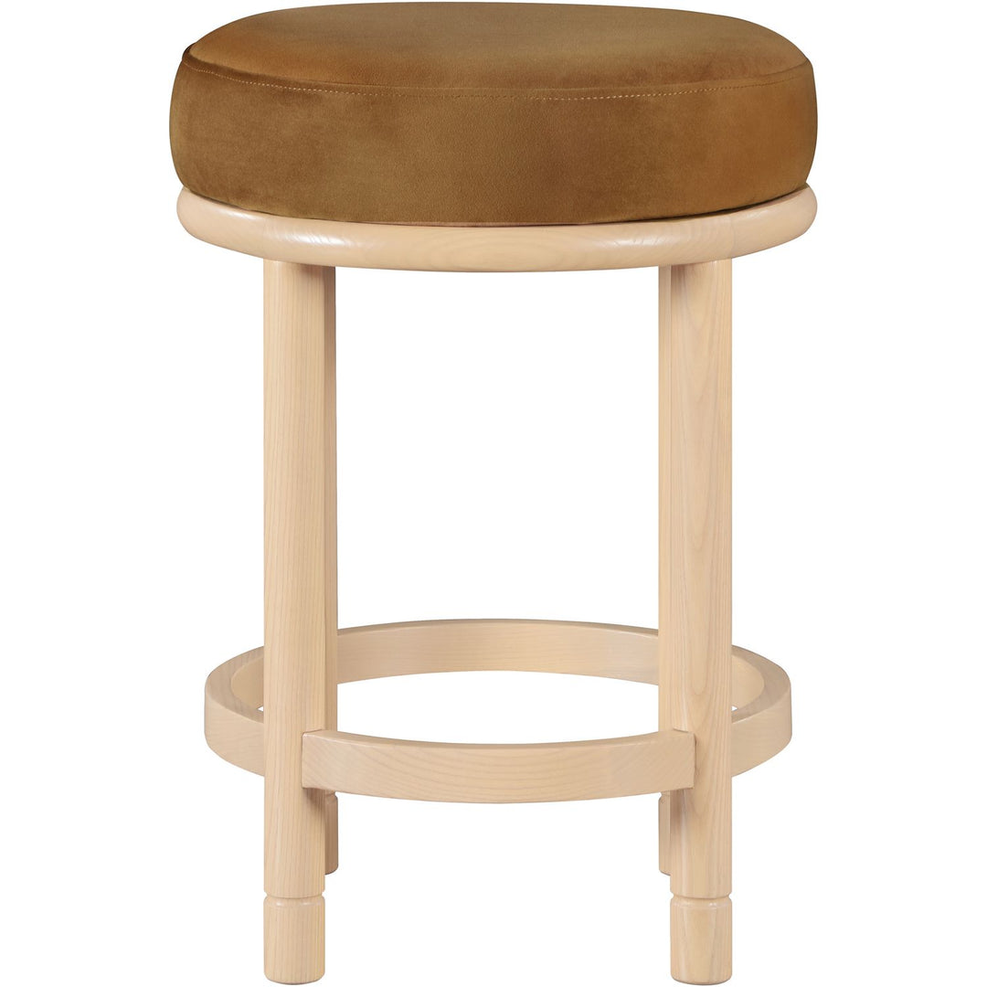 Monette Velvet Upholstered Counter Stool — Saddle / Natural