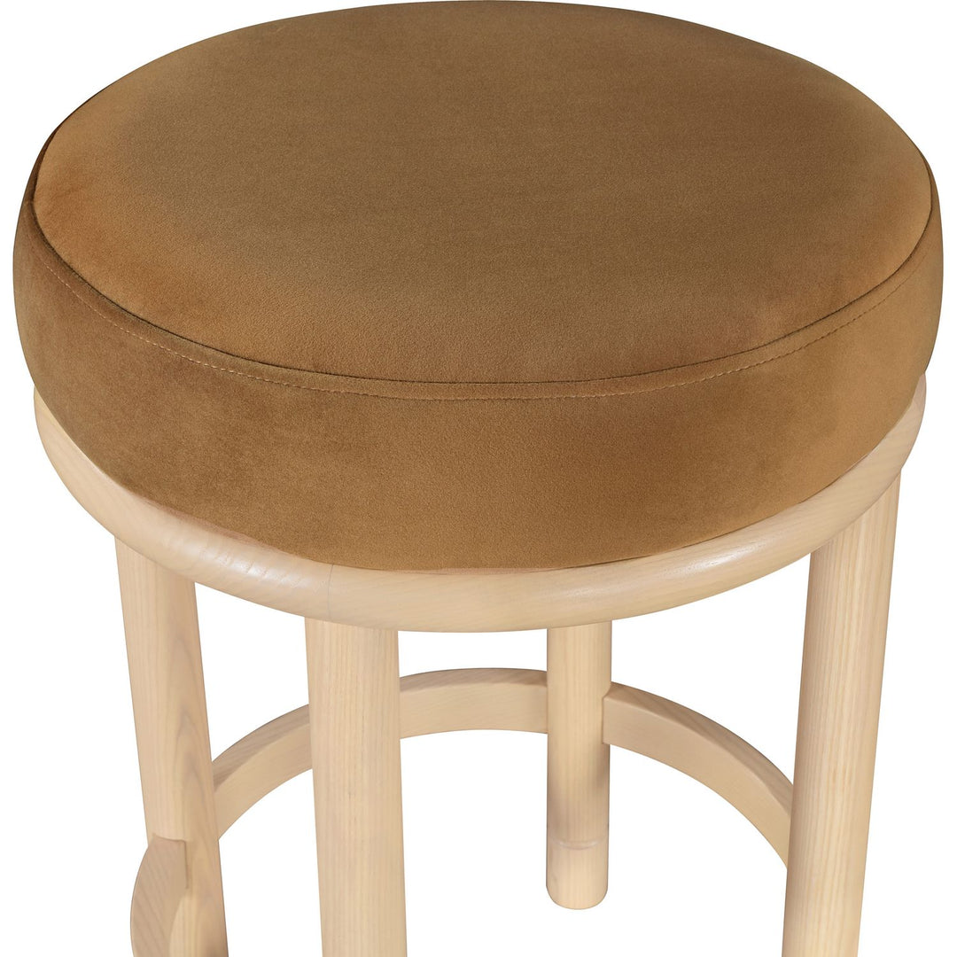 Monette Velvet Upholstered Counter Stool — Saddle / Natural